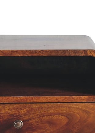 Large Chestnut Curve Upper Slot Floating Bedside