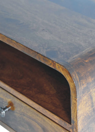 Large Chestnut Curve Upper Slot Floating Bedside