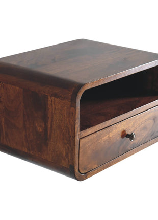 Large Chestnut Curve Upper Slot Floating Bedside