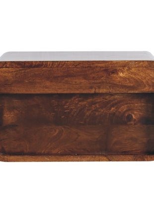 Large Chestnut Curve Upper Slot Floating Bedside