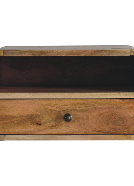 Large Oak-ish Curve Upper Slot Floating Bedside