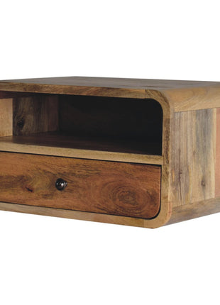 Large Oak-ish Curve Upper Slot Floating Bedside