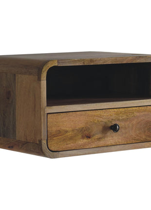 Large Oak-ish Curve Upper Slot Floating Bedside