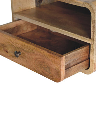 Large Oak-ish Curve Upper Slot Floating Bedside