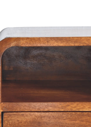 Extra Mini Wall Mounted Curved Chestnut Bedside with Open Slot