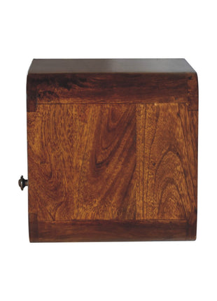 Extra Mini Wall Mounted Curved Chestnut Bedside with Open Slot