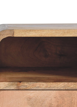 Extra Mini Wall Mounted Curved Oak-ish Bedside with Open Slot
