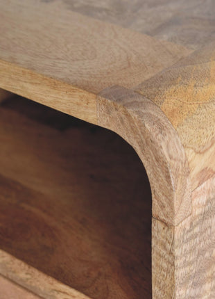 Extra Mini Wall Mounted Curved Oak-ish Bedside with Open Slot