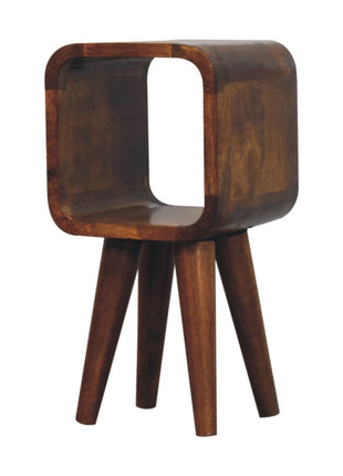 Extra Mini Minimalist Open Curved Chestnut Bedside