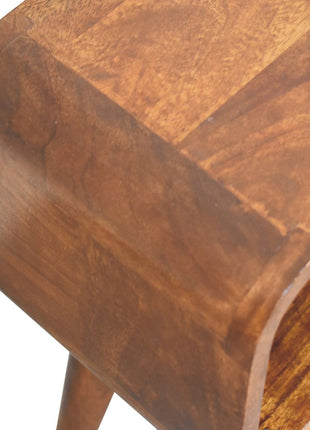 Extra Mini Minimalist Open Curved Chestnut Bedside