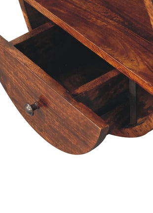 Floating Circle Chestnut Bedside