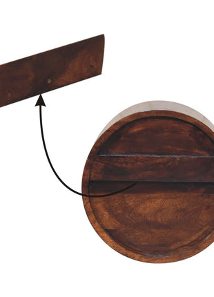 Floating Circle Chestnut Bedside