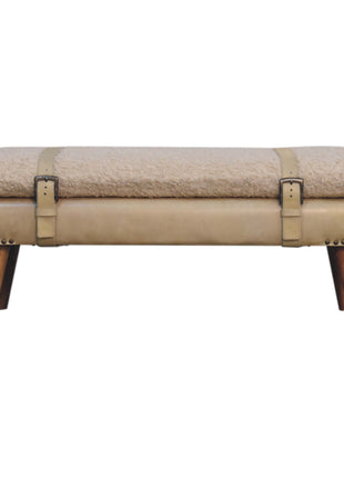 Boucle x Beige Leather Bench