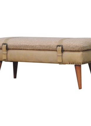 Boucle x Beige Leather Bench
