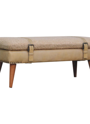 Boucle x Beige Leather Bench