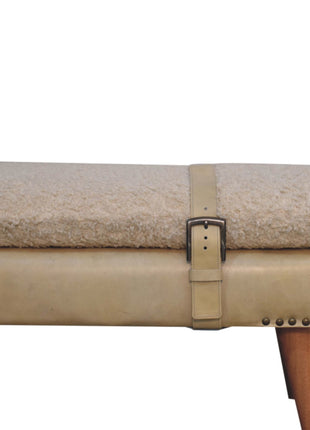 Boucle x Beige Leather Bench