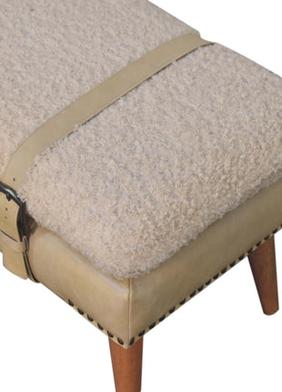 Boucle x Beige Leather Bench