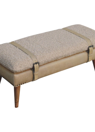 Boucle x Beige Leather Bench