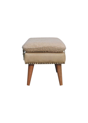 Boucle x Beige Leather Bench