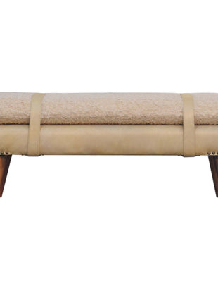 Boucle x Beige Leather Bench