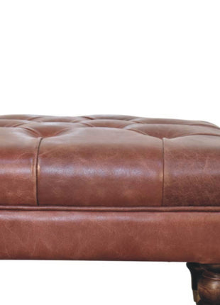 Buffalo Brown Leather Ottoman with Castor Legs