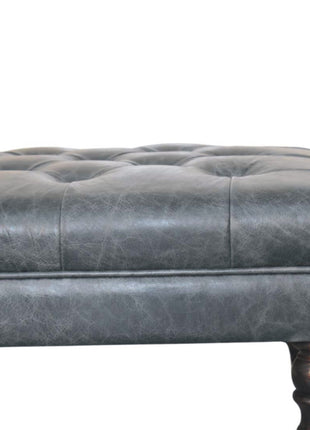 Buffalo Teal Leather Ottoman with Castor Legs