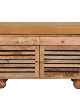 Shutter Oak-ish Shoe Rack with 2 drawers