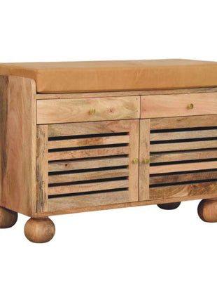 Shutter Oak-ish Shoe Rack with 2 drawers