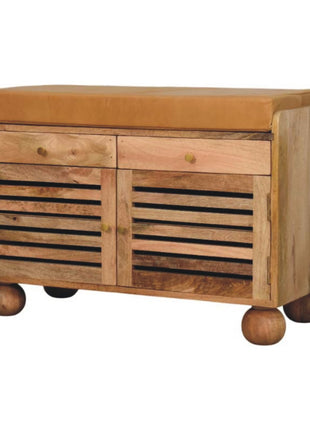 Shutter Oak-ish Shoe Rack with 2 drawers
