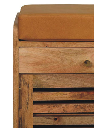 Shutter Oak-ish Shoe Rack with 2 drawers