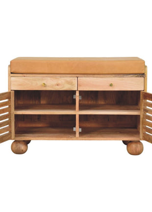 Shutter Oak-ish Shoe Rack with 2 drawers