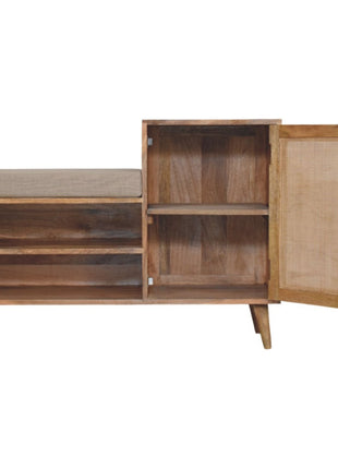 Banco Larissa de 2 ranuras con aspecto de roble