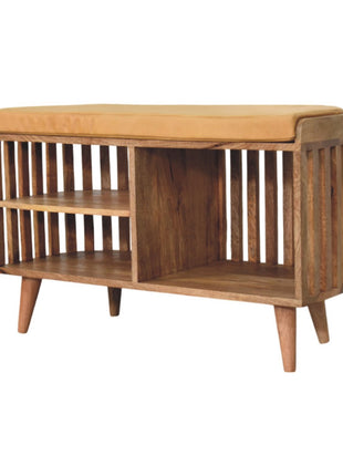 Slatted Oak-ish Bench with 3 slots