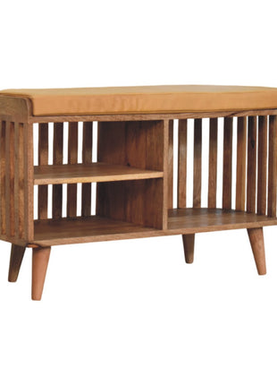 Slatted Oak-ish Bench with 3 slots