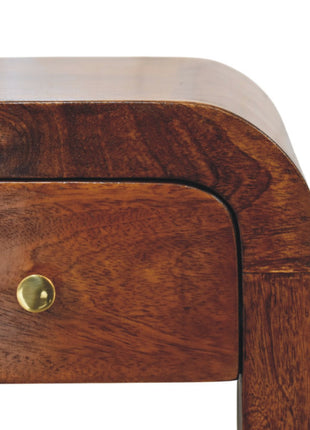 Mini Darcy Chestnut Nightstand with Curved Edges