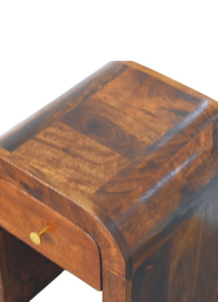 Mini Darcy Chestnut Nightstand with Curved Edges