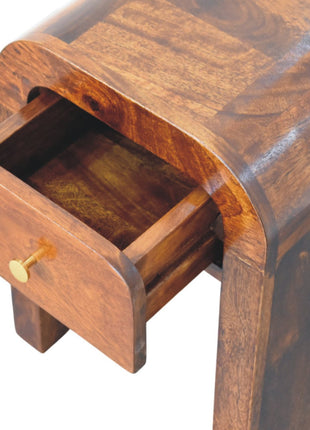 Mini Darcy Chestnut Nightstand with Curved Edges