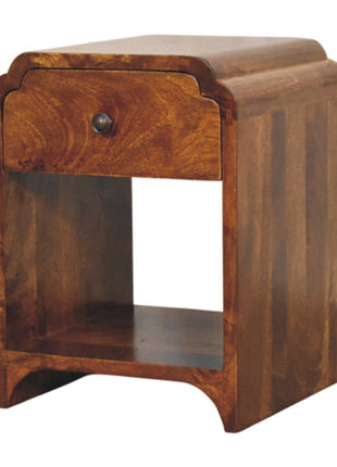 Newton Mini Chestnut Nightstand with a drawer and open shelf