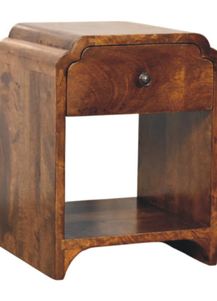 Newton Mini Chestnut Nightstand with a drawer and open shelf