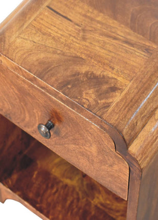 Newton Mini Chestnut Nightstand with a drawer and open shelf
