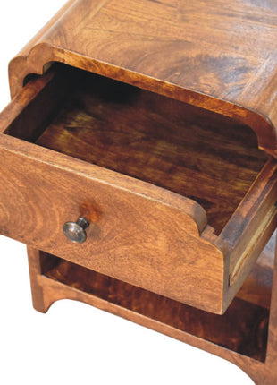 Newton Mini Chestnut Nightstand with a drawer and open shelf