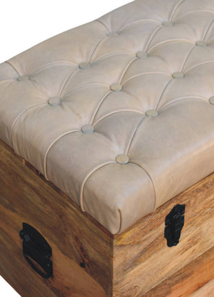 Beige Aufbewahrungstruhe aus Büffelleder