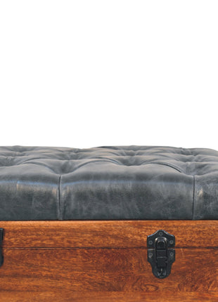 Black Buffalo hide leather Storage Trunk