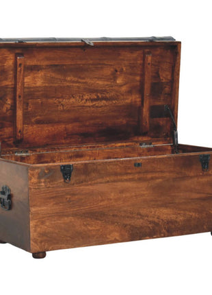 Black Buffalo hide leather Storage Trunk