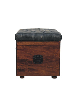 Black Buffalo hide leather Storage Trunk