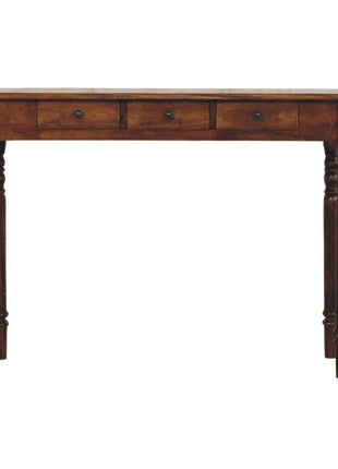 Turned Legs 3 Drawer Chestnut Console