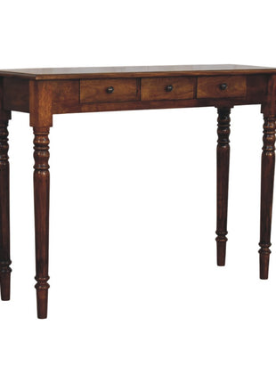 Turned Legs 3 Drawer Chestnut Console