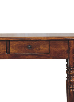 Turned Legs 3 Drawer Chestnut Console