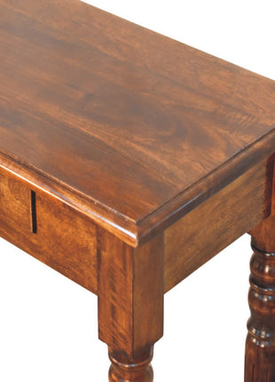 Turned Legs 3 Drawer Chestnut Console
