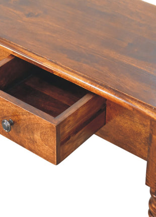 Turned Legs 3 Drawer Chestnut Console